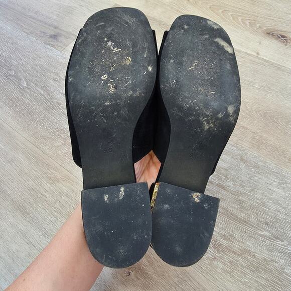 Jeffrey Campbell Teseida Black Suede Leather Block Heel Mule sz 9 Rhinestone Gem - Picture 3 of 9